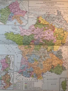 1902 History of FRANCE Vintage Map Paris Mediterranean Sea ORIG 11.5 x 9.5 C21-5 - Picture 1 of 3