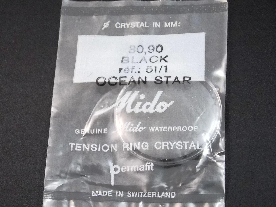 Ref#51/1 Ocean Star Mido Permafit винтажный черный Tensn кольцо часы кристалл 30,90 мм - Изображение 1 из 1