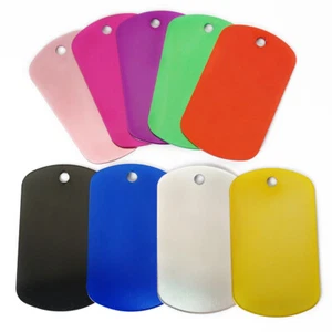 100pcs Wholesale Blank Aluminum Rectangle Dog Tags Custom Engraved Name ID Tag - Picture 1 of 22