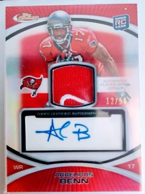 2010 Topps Finest Arrelious Benn /50 RPA Rookie Patch Auto #116 Part Reebok Logo - Image 1 of 2