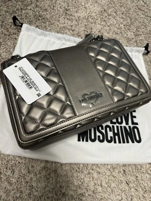 Love Moschino Bolso de Hombro/Bolso Bandolera Acolchado Gris Metálico/Plateado Foto 1 de 4