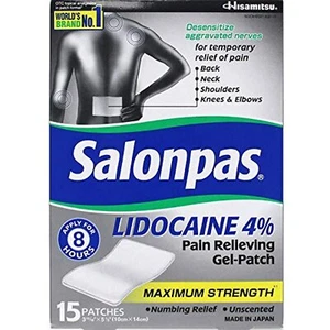 Salonpas LIDOCAINE 4% Pain Relieving Gel-Patch, 2Pack (15 Gel-Patches Each) - Picture 1 of 1