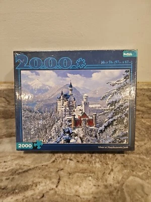 Quebra-cabeça 2000 peças inverno no castelo de Neuschwanstein quebra-cabeça jogos de búfalo lacrado - Imagem 1 de 2