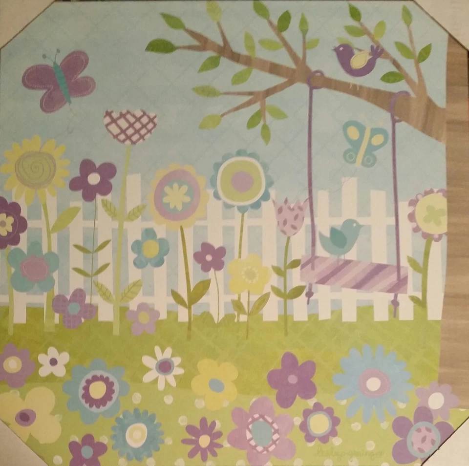 CIRCO CANVAS BUDS N BLOSSOM WALL ART OOPSY DAISY GIRLS LAVENDAR BLUE - Image 1 of 1