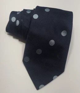 GIORGIO ARMANI Men's Silk Necktie ITALY Designer POLKA DOT Dark Blue - Picture 1 of 12