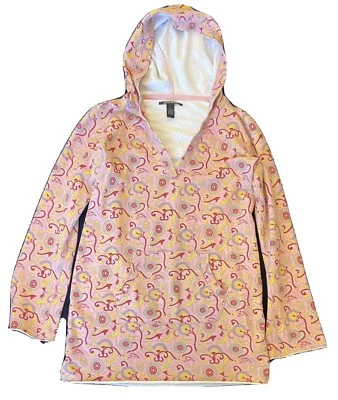 Lucky Brand Womens Pink Paisleys Hoodie Pullover Sweatshirt Front Pocket Small - Image 1 of 4