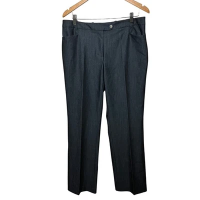 Pantalones Calvin Klein Calce Moderno Carrera Oficina Gris Carbón Rayas Plisado Frontal 10 Foto 1 de 4