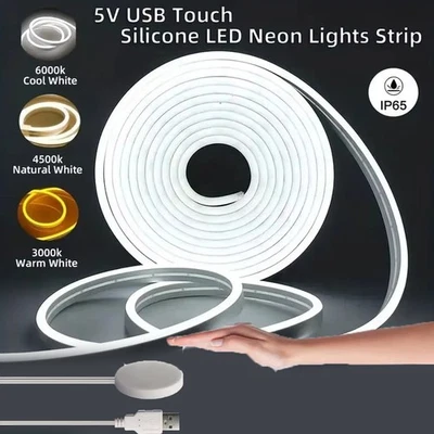 USB LED Under Cabinet Light COB Strip Neon Tape Penetrable Wood Hand Scan Touch - Image 1 of 4