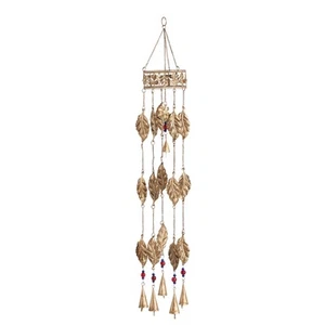 Metal Leaf Indoor Outdoor Windchime with Glass Beads and Cone Bells, 5" x 5" ... - Picture 1 of 7
