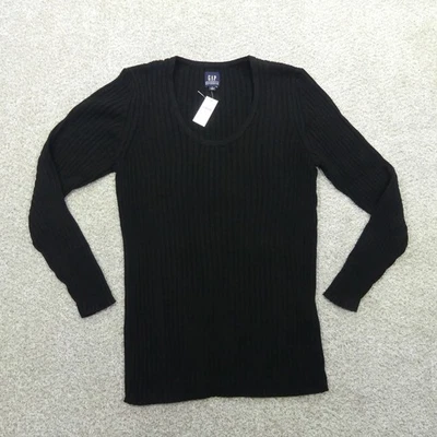 Gap Maternity Sweater Womens Medium Black Rib Knit Cotton Pullover Long Sleeve - Image 1 of 4