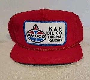 NOS Vintage AMOCO,  K & K Oil Co. Liberal, KS, Red, Oil & Gas, Trucker Cap - Picture 1 of 6