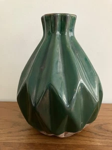 Art Deco Green Salt Glaze Pineapple Vase - Picture 1 of 8