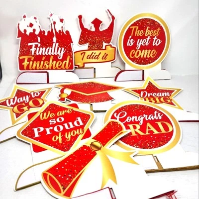 Nuevas decoraciones de graduación fiesta grado 9 piezas mesa rojo y blanco decoración fiesta Foto 1 de 4