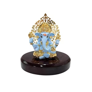 Lord Kalpavrikshya Tree Ganesha Idol Gold Plated for Car Dashboard - Picture 1 of 7