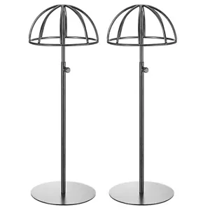 2 Pack Metal Hat Display Stand Adjustable Tabletop Hat and Wig Holder Black - Picture 1 of 7