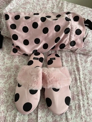 VICTORIA SECRET Zapatillas Rosa Negro Lunares Piel Sintética Medianas M 7 8 Foto 1 de 4