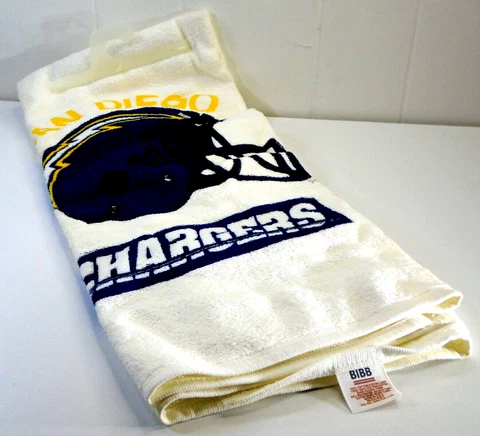 Vtg BIBB San Diego Chargers NFL Bath Towel Set 2pc 1990's Football YELLOWED Cover