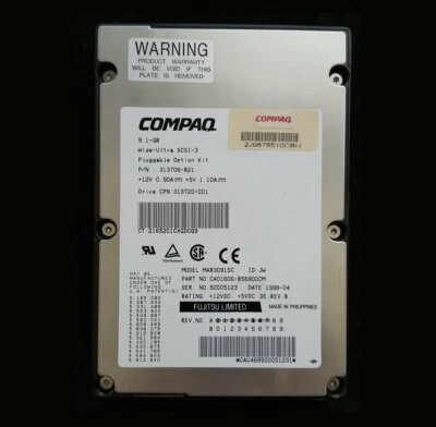 Compaq 313706-B21 313720-001 9.1Gb Wide-Ultra SCSI-3 80 Pin HDD (45T3) - Image 1 of 4