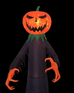 Gemmy Kürbis Vogelscheuche Halloween 9 Fuß HOHER Sensenmann luftgeblasen aufblasbar - Bild 1 von 12