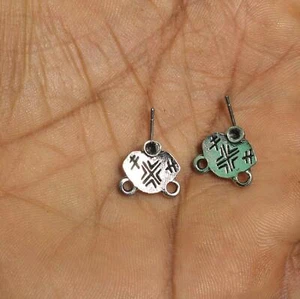 2 Pairs German Silver Earring Components 12x12 mm - Picture 1 of 9