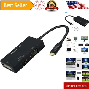 Gold-Plated USB-C to HDMI/DVI/VGA Multiport Adapter - High Resolutions Supported - Picture 1 of 8