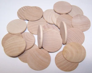 25 Natural Unfinished HardWood 1-1/2" Wood Circles Discs Wooden Crafts Spacers - Picture 1 of 3