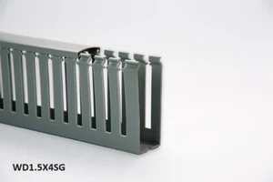 1 Nuovo 1,5"x4"x2m Dito Largo Aperto Slot Cablaggio Cavo Pista Copertura Canale,PVC,Grigio - Foto 1 di 4