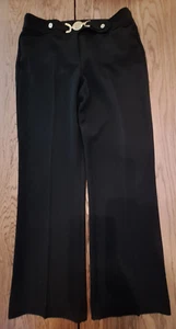 Anne Klein Black Dress Pants Women's 8P Petite Gold Logo - Picture 1 of 9