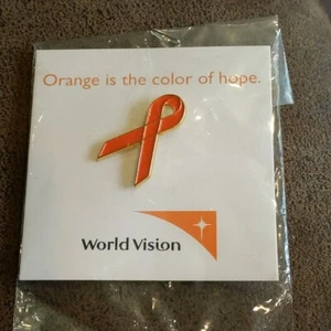 Lapel Pin World Vision Orange Awareness Ribbon Color Of Hope Enamel Christian - Picture 1 of 2