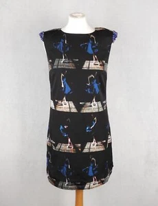 TED BAKER Dress Womens Size 1/ UK 8 Rosie Print Shift Blue Jewel Retro Sleeveles - Picture 1 of 10