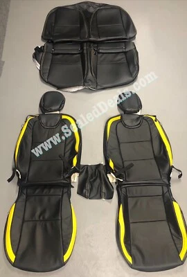 Cubiertas de asiento de cuero negras y amarillas para Chevy Chevrolet Camaro 2010-2015 cupé Foto 1 de 4