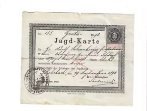 Nr-53140 Antike Jagd Karte Gratis 1892 Rohrbach O.Ö. Stempelmarke - Foto 1 di 2