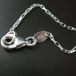 Collar de plata esterlina maciza, pulsera - cadena de caja pequeña - todos los tamaños (7,5""-36") - Imagen 1 de 5