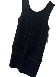 Cluny Anthropologie NWT Wool Cable Knit and Leather Sleeveless Dress - Picture 1 of 10