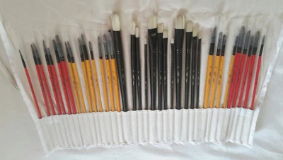 APM-TEC 36 Künstler Pinsel Set mit Roll Up Tasche für Acryl Öl Aquarell