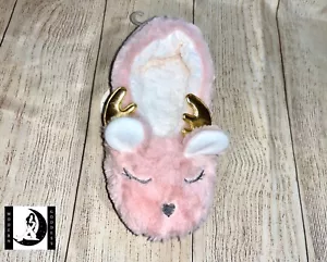 Womens Cute Fuzzy Animal Reindeer Slippers with Grip for Christmas or Winter Szn - Picture 1 of 9