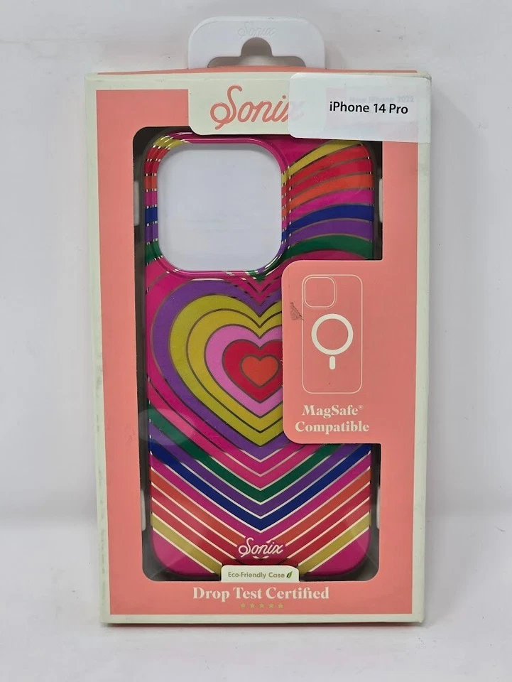 Sonix Case for iPhone 14 Pro MagSafe drop tested Rainbow Hearts