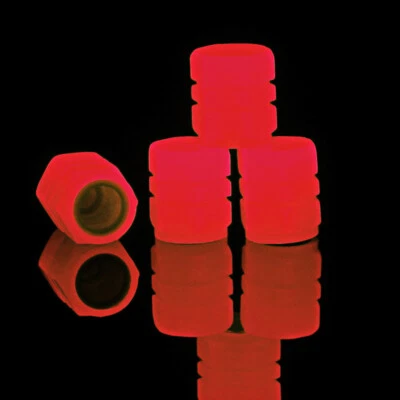 4x Red Luminous Stem Caps Tire Valves Caps Universal Stem Cover Glow In The Dark - Image 1 of 4