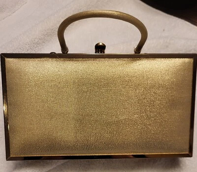 Vintage 70's  Lou Taylor Gold on Gold Padded Frame Box/ Handbag/Purse Art Deco - Image 1 of 4