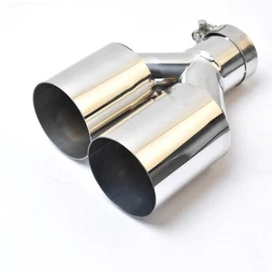 Doppel Auspuff Spitze Chrom Edelstahl Premium Schalldämpfer Universal Exhaust - Bild 1 von 5