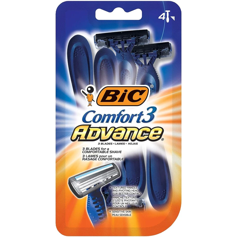 BIC Comfort 3 Advance Men's 3-Blade Disposable Razor - 4 Count