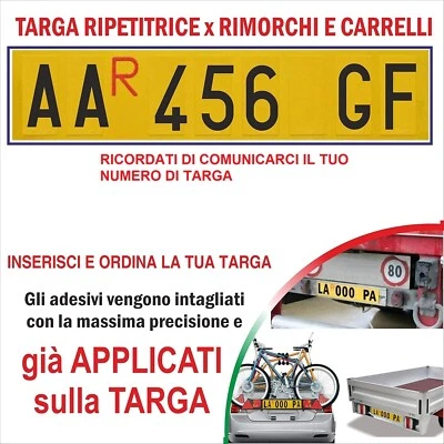 LAMPA Targa Ripetitrice Alluminio per rimorchi omologata con lettere numeri applicati