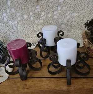 De colección 3 Votivos de Hierro Forjado Años 70 Renacimiento Mexicano Español, Candelabros Góticos - Imagen 1 de 22
