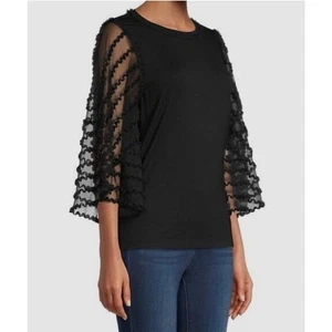 Kobi Halperin Odella Jersey & Chiffon Frill Top Size Medium - Picture 1 of 7