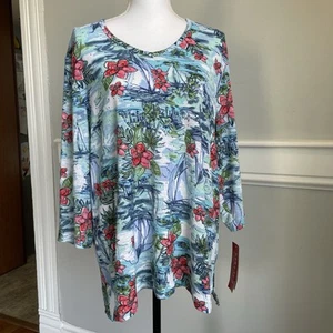 Rebecca Malone Plus Size 2x SailBoats Tropical Beach Stretch NWT - Picture 1 of 11