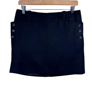J. Crew 4 Black Wool Blend Zipper Button Accents Lined Mini Skirt Pockets - Picture 1 of 6