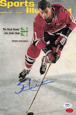 Foto autógrafa firmada por Stan Mikita Blackhawks 8x12 automática PSA/DNA AK69266 Foto 1 de 2