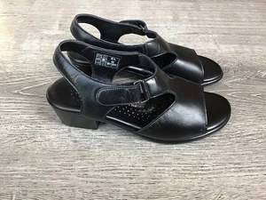 SAS Tripad Comfort Sandals Women's Size 5.5 W Black Leather Slingback Peep Toe - Picture 1 of 12