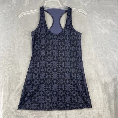 Camiseta sin mangas Lululemon para mujer talla pequeña negra gris floral elástica espalda corredora Foto 1 de 4