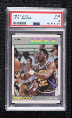 1987-88 Fleer Karl Malone #68 PSA 9 MINT HOF - Image 1 of 2